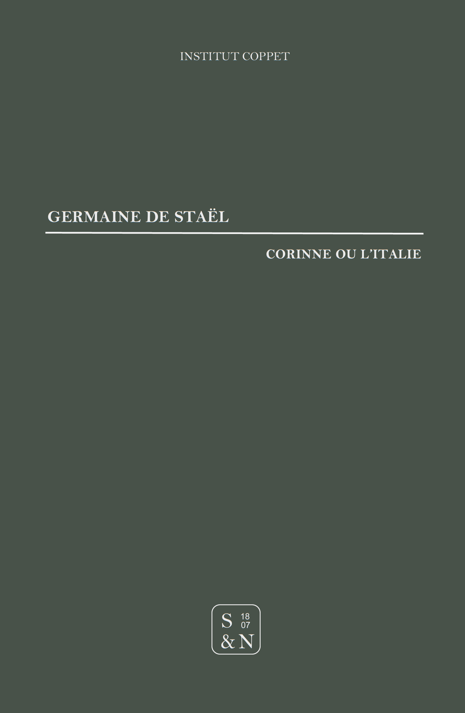 Germaine de Staël - Corinne ou l'Italie