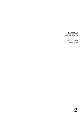 Thomas Jefferson - Sélection d'écrits (volume 2)